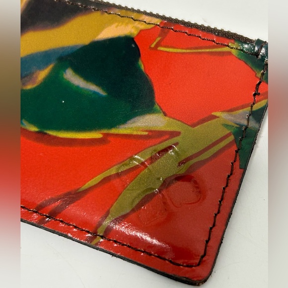 Patricia Nash Leather Wallet Wristlet Red Brown - Picture 6 of 8